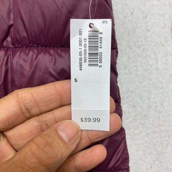 Old Navy Puffer Vest Womens S Wine Full Zip Windbreaker Jacket NWT - Picture 2 of 7